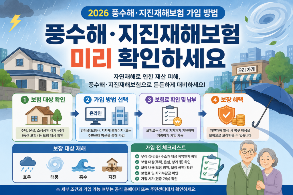 풍수해 지진재해보험 가입 방법과 장마 태풍 대비 안내