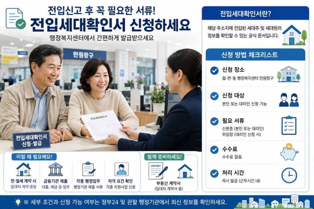 전입세대확인서 발급방법 인포그래픽